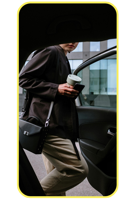 Delta passenger entering a vehicle